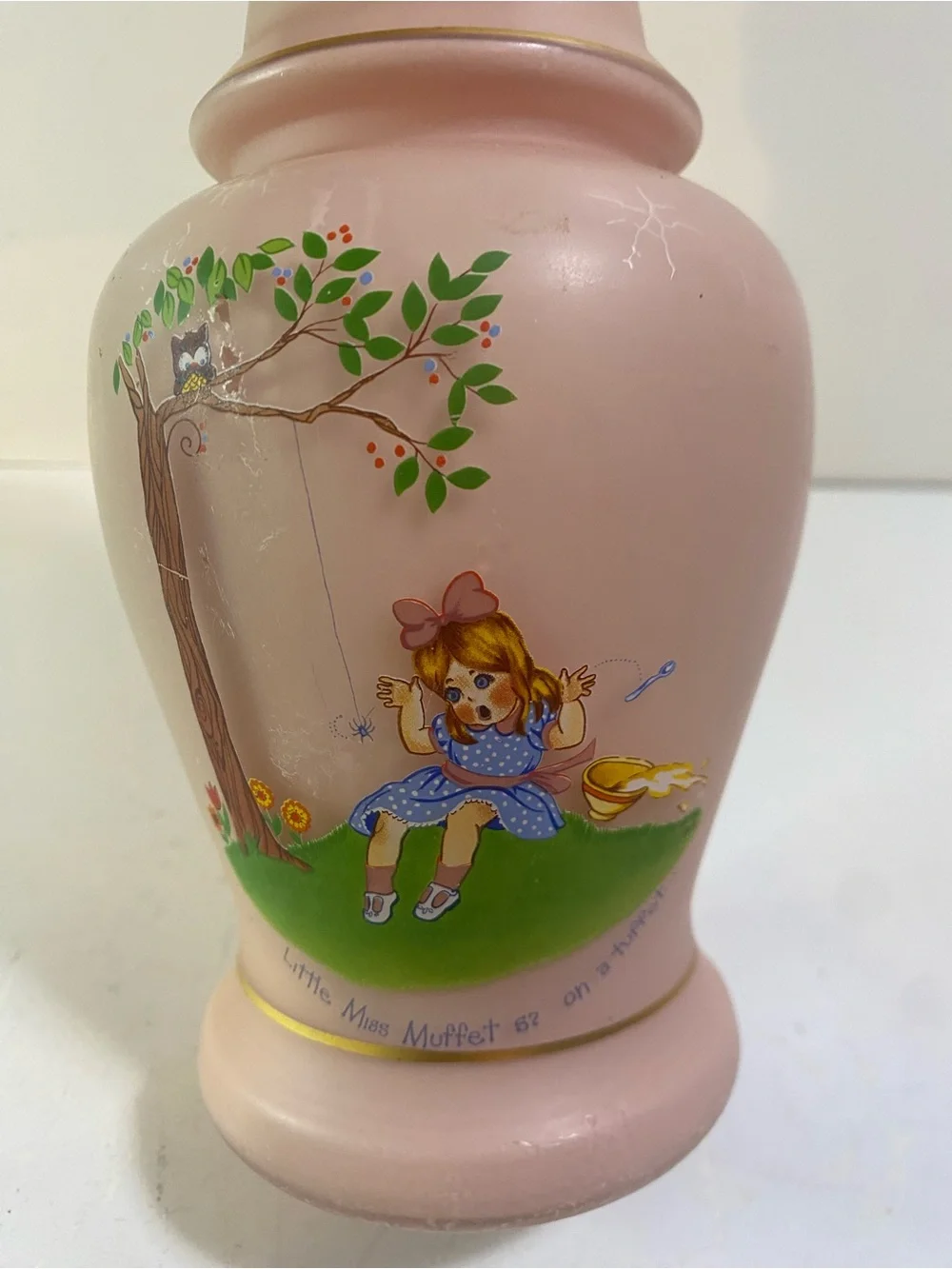 *Project Piece* Little Miss Muffet Pink Glass Lamp Base Electrical Removed
